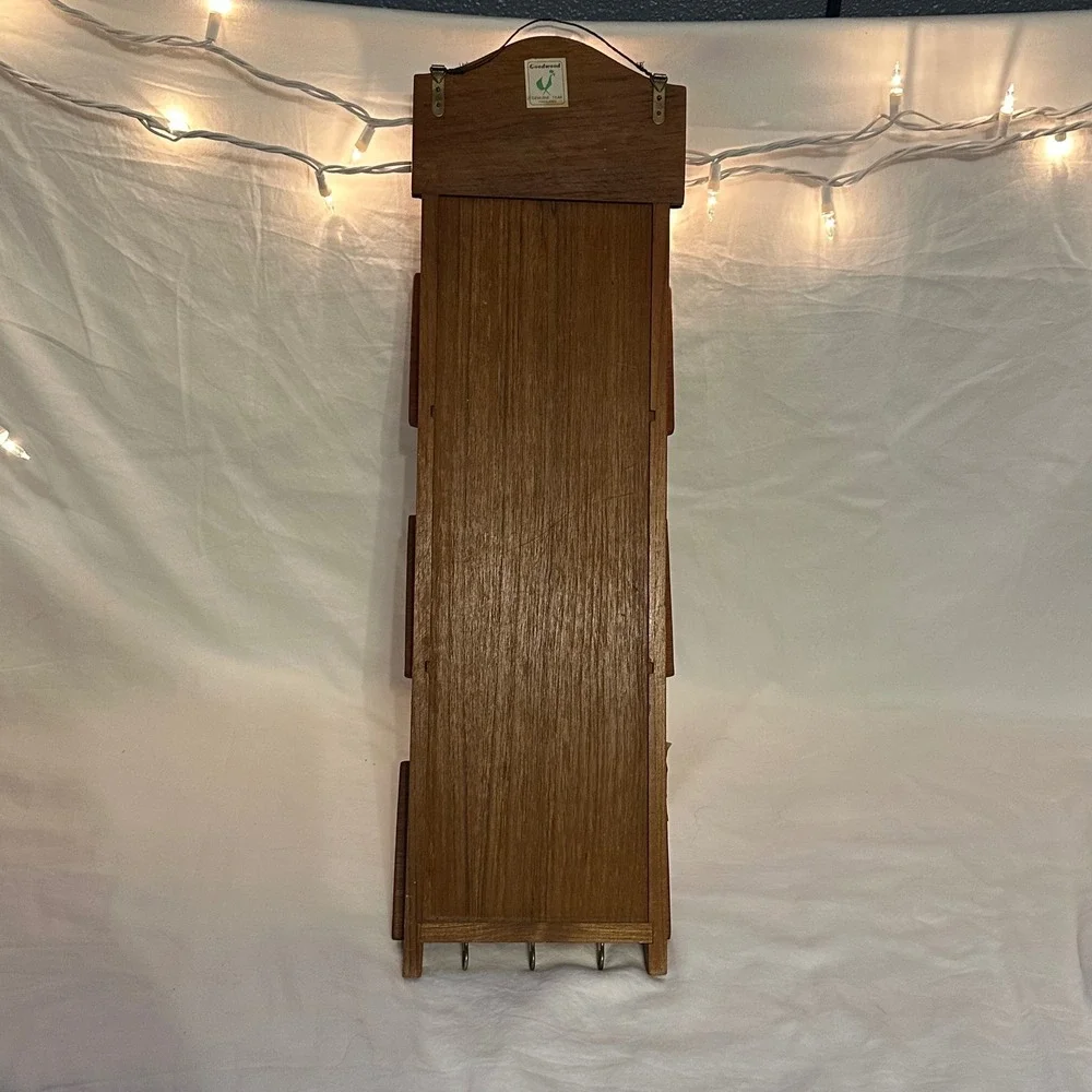 Goodwood Wall Mail Organizer Brown Excellent Teak Wood 3 Tier Key Rack Vintage